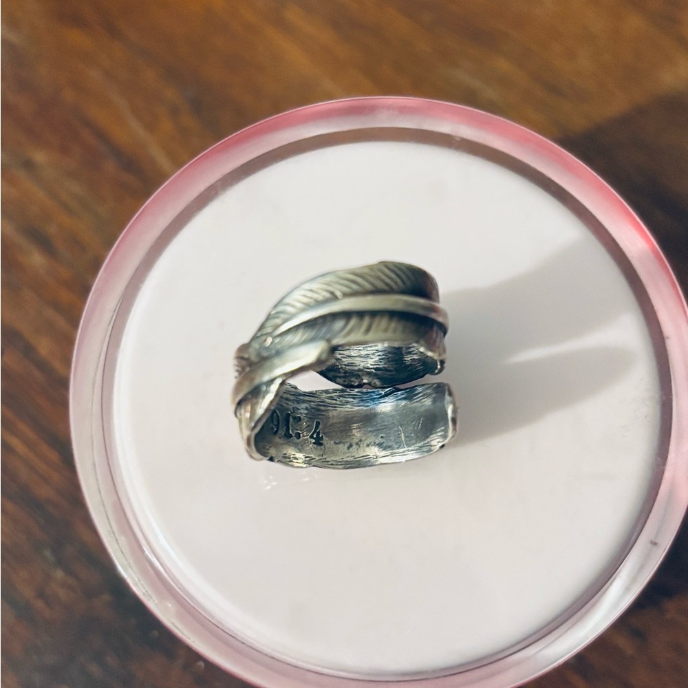 Feather Cross Sterling Silver Ring - image 6